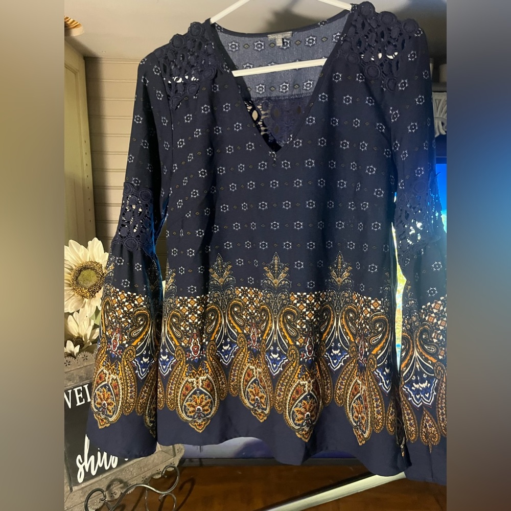Charlotte Russe multiple colored bell sleeves blouse